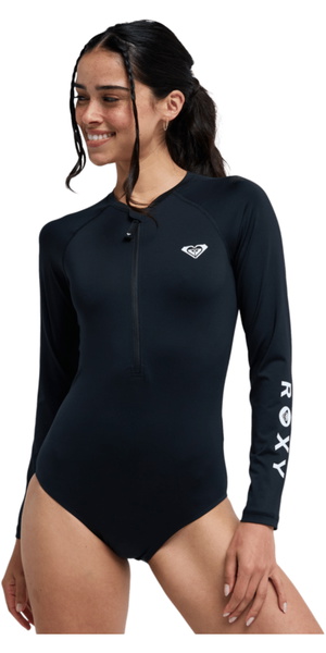 2026 Roxy Womens Essentials Long Sleeve Front Zip Surfsuit ERJWR03906 - Anthracite